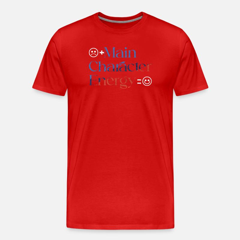 Main Character Energy bunt smilie - Männer Premium Bio T-Shirt - Rot