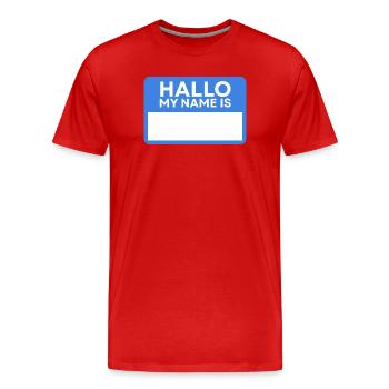 Hallo Name Blau Namensschild - Männer Premium Bio T-Shirt - Rot - Vorne - Damien (186cm)