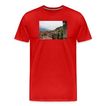 View of Limone - Men's Premium Organic T-Shirt - red - Front - Damien (186cm)