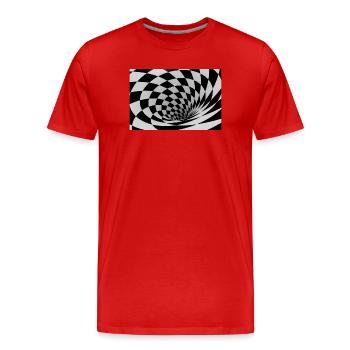 Hypnotische Schwarz-Weiß-Spirale - Männer Premium Bio T-Shirt - Rot - Vorne - Damien (186cm)