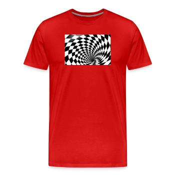 Spirale hypnotique en damier - T-shirt bio Premium Homme - rouge - Devant - Damien (186cm)