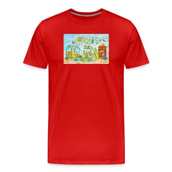 Dreamy Playroom Illustration - Men's Premium Organic T-Shirt - red - Front - Damien (186cm)