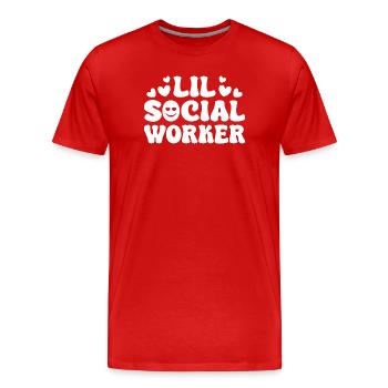 Social Worker Quote Lil Social Worker Social Work - Männer Premium Bio T-Shirt - Rot - Vorne - Damien (186cm)