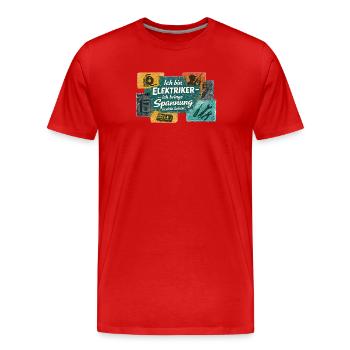 Électricien : Tension dans la vie - T-shirt bio Premium Homme - rouge - Devant - Damien (186cm)