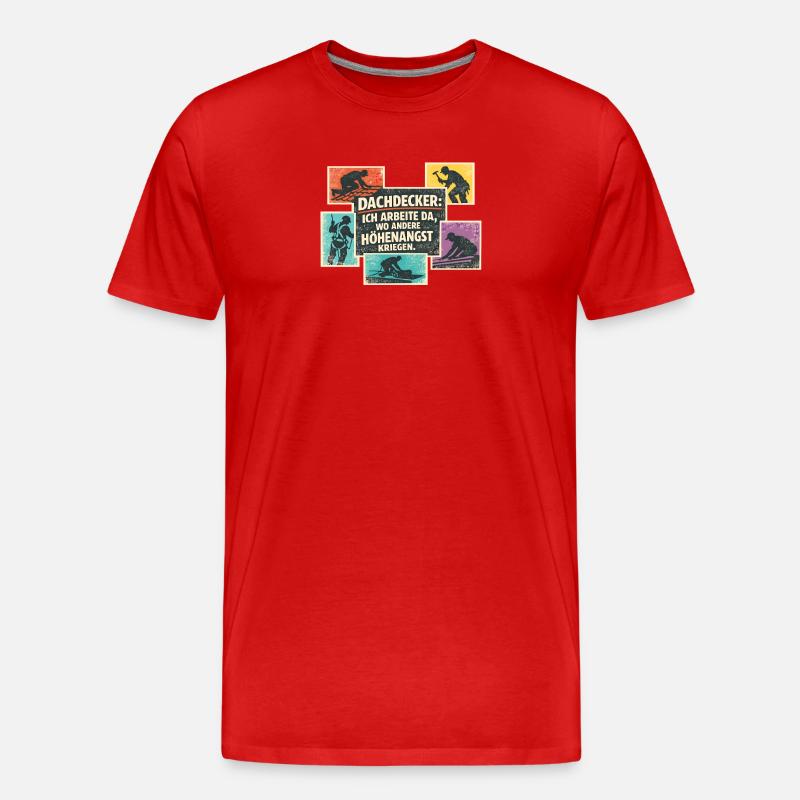 Dachdecker Spruch Retro Collage - Männer Premium Bio T-Shirt - Rot