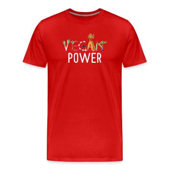 Potence végane Typographie des légumes Art végane drôle - T-shirt bio Premium Homme - rouge - Devant - Damien (186cm)