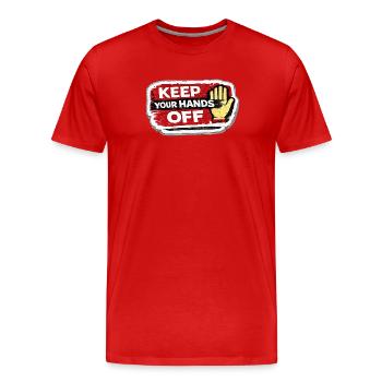 Keep Your Hands Off Respect Boundaries Sticker - T-shirt bio Premium Homme - rouge - Devant - Damien (186cm)