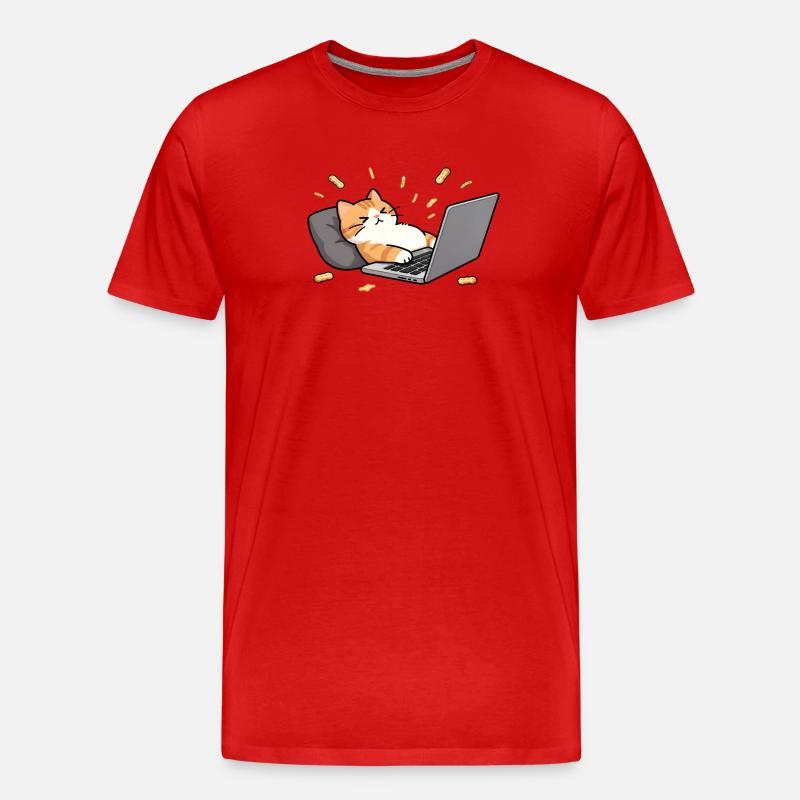 Geek-Chat im Homeoffice-Modus - Männer Premium Bio T-Shirt - Rot