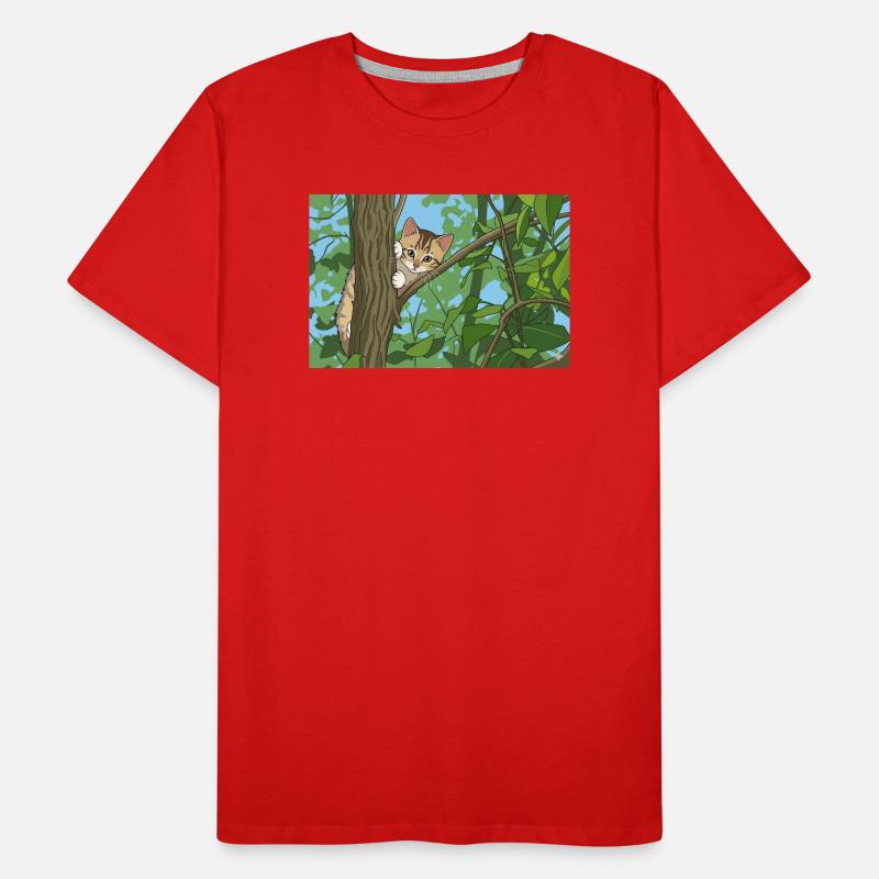 Chat explorant les branches T-shirt bio Premium Homme
