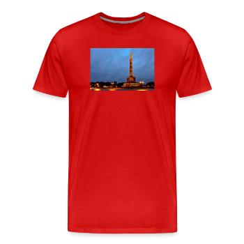 Berlin Victory Column at Dusk - Men's Premium Organic T-Shirt - red - Front - Damien (186cm)