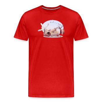 Flasche mit Sand und Muscheln Abbildung - Männer Premium Bio T-Shirt - Rot - Vorne - Damien (186cm)