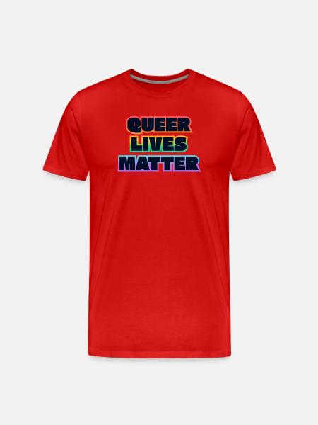 Queer Lives Matter Regenbogen Dunkler Text - Männer Premium Bio T-Shirt - Rot
