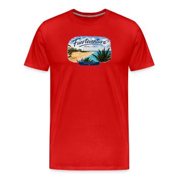 Fuerteventura Morro Jable Strand Design - Männer Premium Bio T-Shirt - Rot - Vorne - Damien (186cm)