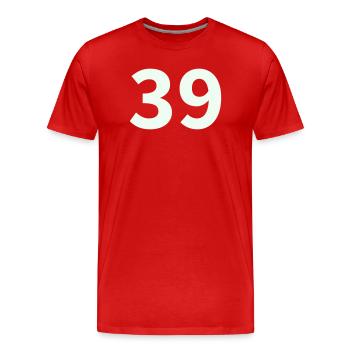 39- - Männer Premium Bio T-Shirt - Rot - Vorne - Damien (186cm)