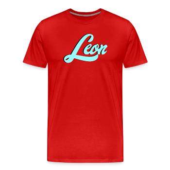 Leon Name Luminous Leo Motif for Animal Lovers - Men's Premium Organic T-Shirt - red - Front - Damien (186cm)