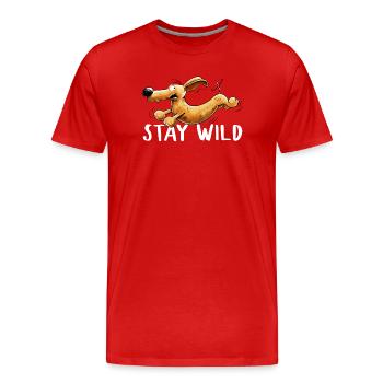 Wilder Dackel I Dachshund I Teckel I Hund - Männer Premium Bio T-Shirt - Rot - Vorne - Damien (186cm)
