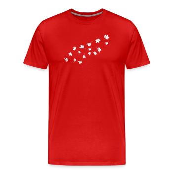 Minimalistische Ahorn Blätter die im Wind wehen - Männer Premium Bio T-Shirt - Rot - Vorne - Damien (186cm)