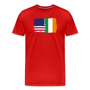 Flag Fusion: Sterne und Kleeblatt - Männer Premium Bio T-Shirt - Rot - Vorne - Damien (186cm)