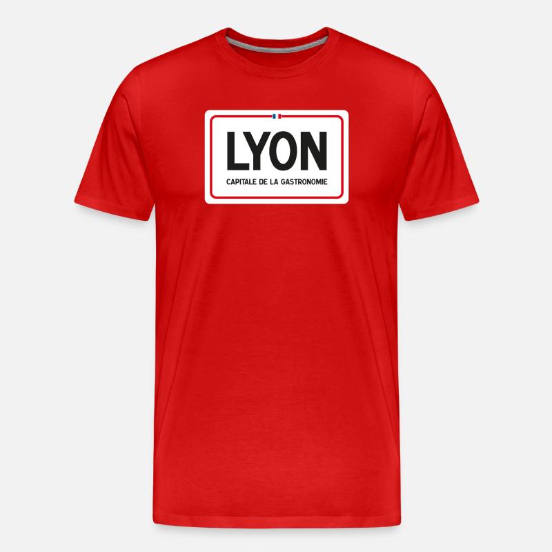 Ortsschild von Lyon - Männer Premium Bio T-Shirt - Rot