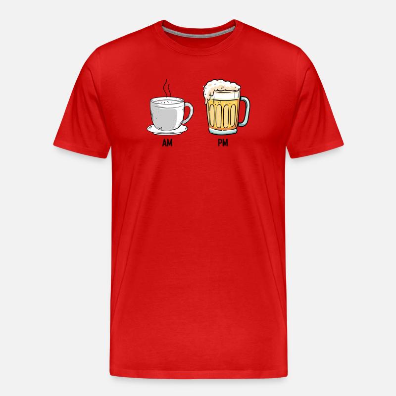 Kaffee und Bier Duo Illustration - Männer Premium Bio T-Shirt - Rot