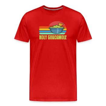 Holy Guacamole Retro Funny Avocado Dip Pun - Männer Premium Bio T-Shirt - Rot - Vorne - Damien (186cm)
