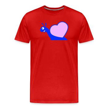 Escargot Coeur Escargot Coquille Mignon Amour Romantique - T-shirt bio Premium Homme - rouge - Devant - Damien (186cm)