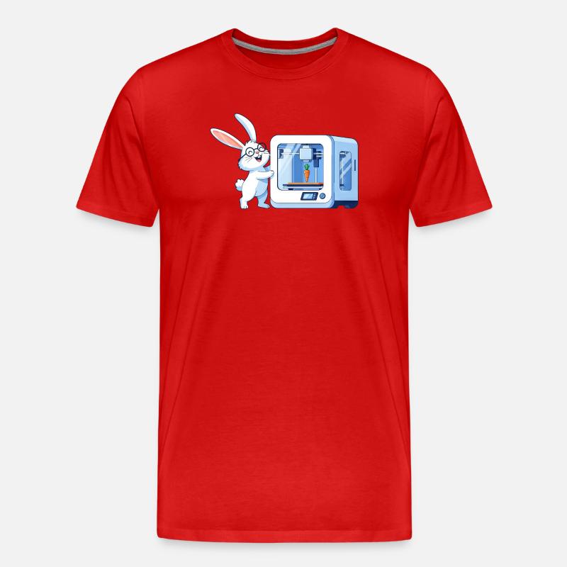 Lustiges Kaninchen Nerd Programmierer 3D Drucker - Männer Premium Bio T-Shirt - Rot