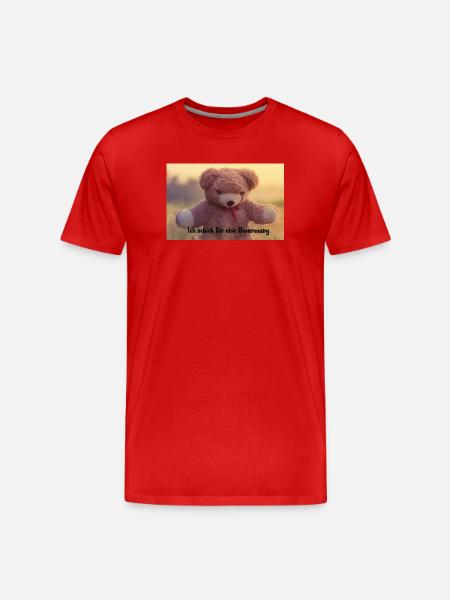 Teddy Bear Hug Print - Men's Premium Organic T-Shirt - red