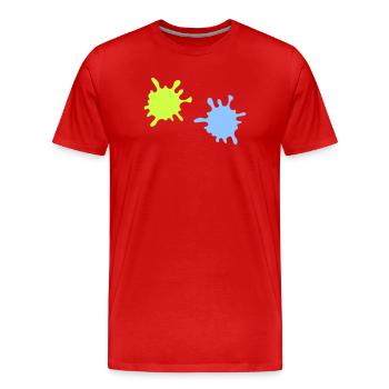 Neon Spritzer Splatter - Männer Premium Bio T-Shirt - Rot - Vorne - Damien (186cm)