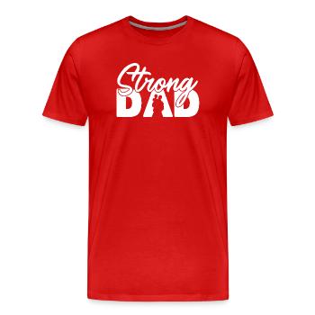Starker Vater-Schatten Vaterschaft Elternschaft - Männer Premium Bio T-Shirt - Rot - Vorne - Damien (186cm)