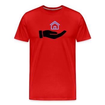 Hand holding house property - Men's Premium Organic T-Shirt - red - Front - Damien (186cm)