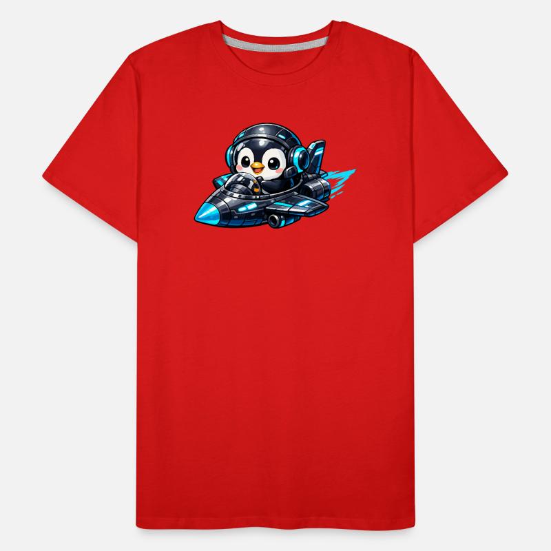 Neon penguin pilot in rocket jet Men's Premium Organic T-Shirt