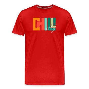 Chill Stay: Geometrische Retro-Palette - Männer Premium Bio T-Shirt - Rot - Vorne - Damien (186cm)