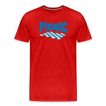 Picnic Bleu et Carreaux - T-shirt bio Premium Homme - rouge - Devant - Damien (186cm)