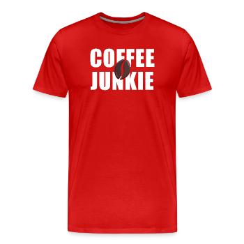 Accro au café : Amour de la caféine - T-shirt bio Premium Homme - rouge - Devant - Damien (186cm)