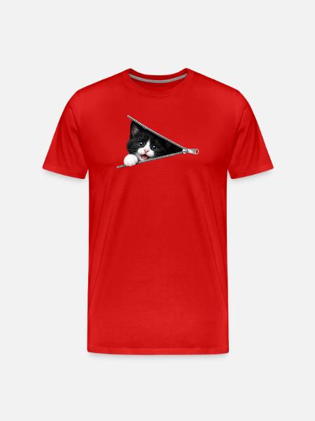 Cute Kitten Zipper Cat - Men's Premium Organic T-Shirt - red