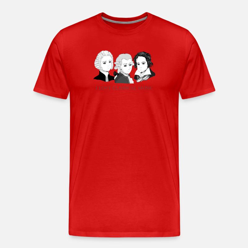 Bach - Mozart - Beethoven en chibi - T-shirt bio Premium Homme - rouge