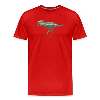 T Rex Dinosaurier-Aussterbeszene T-Shirt-Design - Männer Premium Bio T-Shirt - Rot - Vorne - Damien (186cm)
