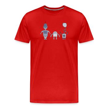Trois adorables robots - T-shirt bio Premium Homme - rouge - Devant - Damien (186cm)