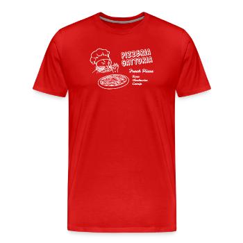 Funny Pizza Box Cat - Pizzeria Gottoria - Men's Premium Organic T-Shirt - red - Front - Damien (186cm)