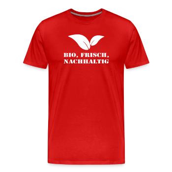 Bio Frisch Nachhaltig - Bio Landwirt Geschenk - Männer Premium Bio T-Shirt - Rot - Vorne - Damien (186cm)