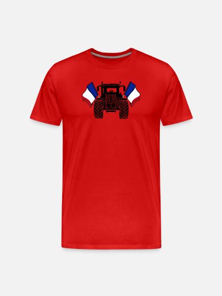 Traktor zwei Fahnen Frankreich - Männer Premium Bio T-Shirt - Rot