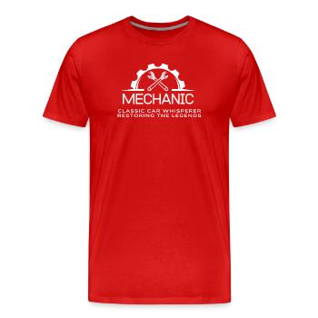 vintage mechanic Restoring the Legends - Men's Premium Organic T-Shirt - red - Front - Damien (186cm)