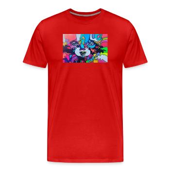 Colorful raccoon - Men's Premium Organic T-Shirt - red - Front - Damien (186cm)