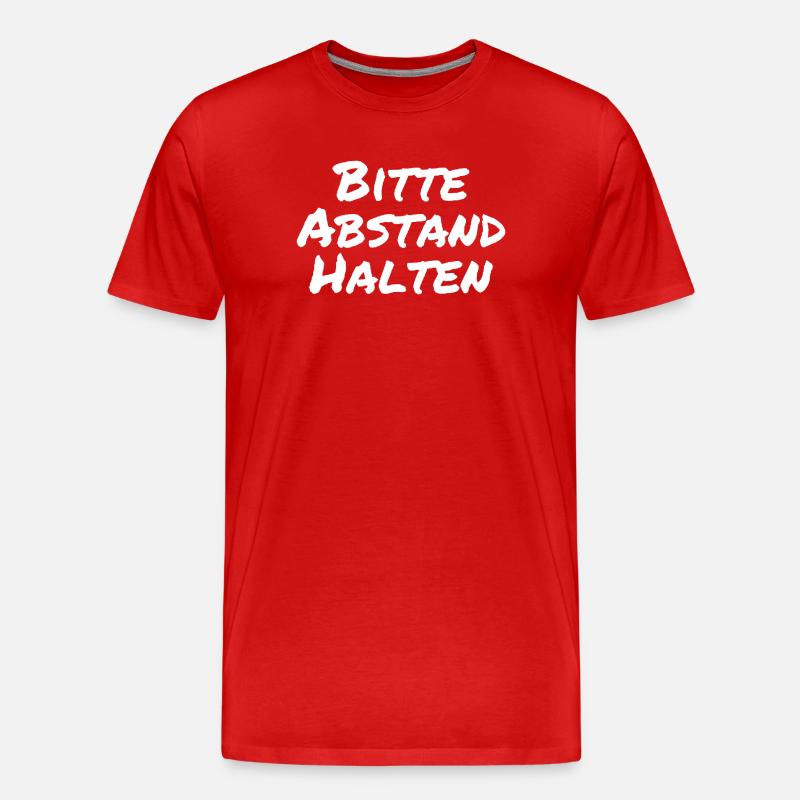 Bitte Abstand halten Morgenmuffel Langschläfer - Männer Premium Bio T-Shirt - Rot
