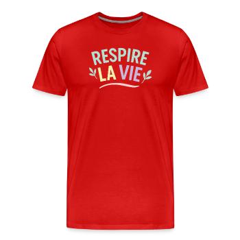 Respire la Vie - T-shirt bio Premium Homme - rouge - Devant - Damien (186cm)