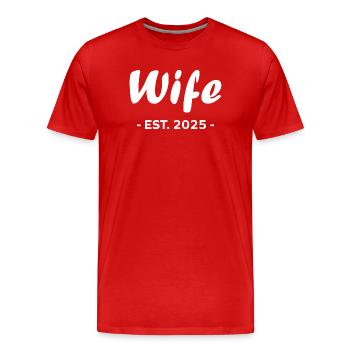 Wife Is 2025 - Men's Premium Organic T-Shirt - red - Front - Damien (186cm)