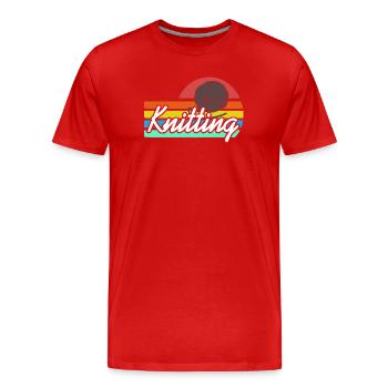 Knitting Retro Yarn Ball Rainbow Fiber Hobby Style - Männer Premium Bio T-Shirt - Rot - Vorne - Damien (186cm)
