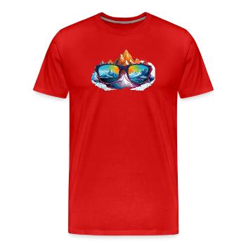 Mountain panorama in sunglasses - Men's Premium Organic T-Shirt - red - Front - Damien (186cm)