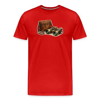 Vintage Expedition Binoculars Bag - Men's Premium Organic T-Shirt - red - Front - Damien (186cm)